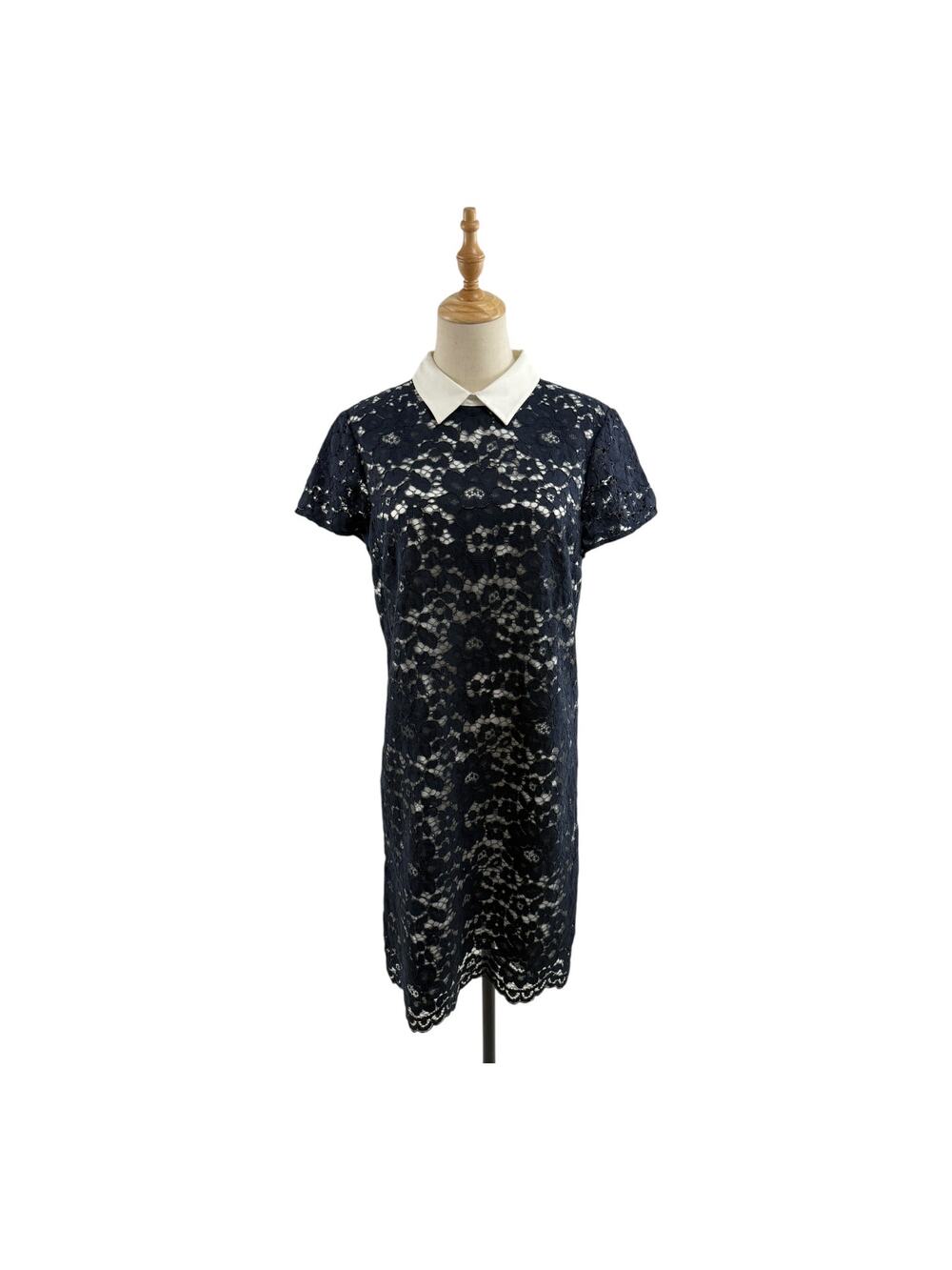 Brooks Brothers Red Fleece Navy Lace White Insert Dress,  Size 8